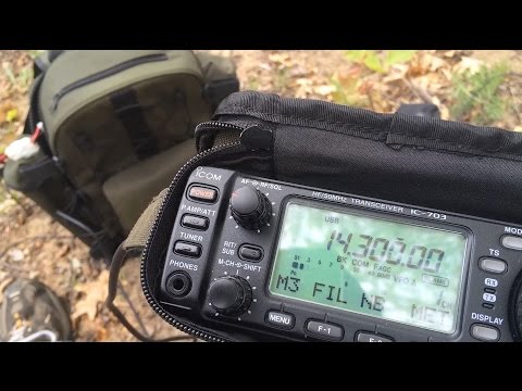 Icom IC 703+ Plus QRP Field Radio Portable using Icom AH-703 portable whip antenna