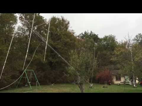 Raising an antenna tower at TM7A